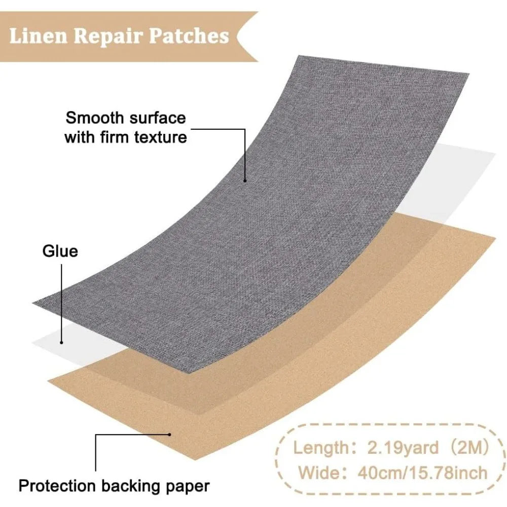 Self-Adhesive Fabric Repair Patch Roll 78.7"×15.7" – Light Grey Fabric Repair Patch Axl