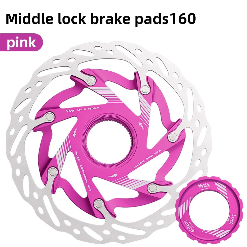 VXM 160mm Center Lock Disc Brake Rotor – CNC Aluminum MTB Disc Brake Rotor Axl Pink 160mm