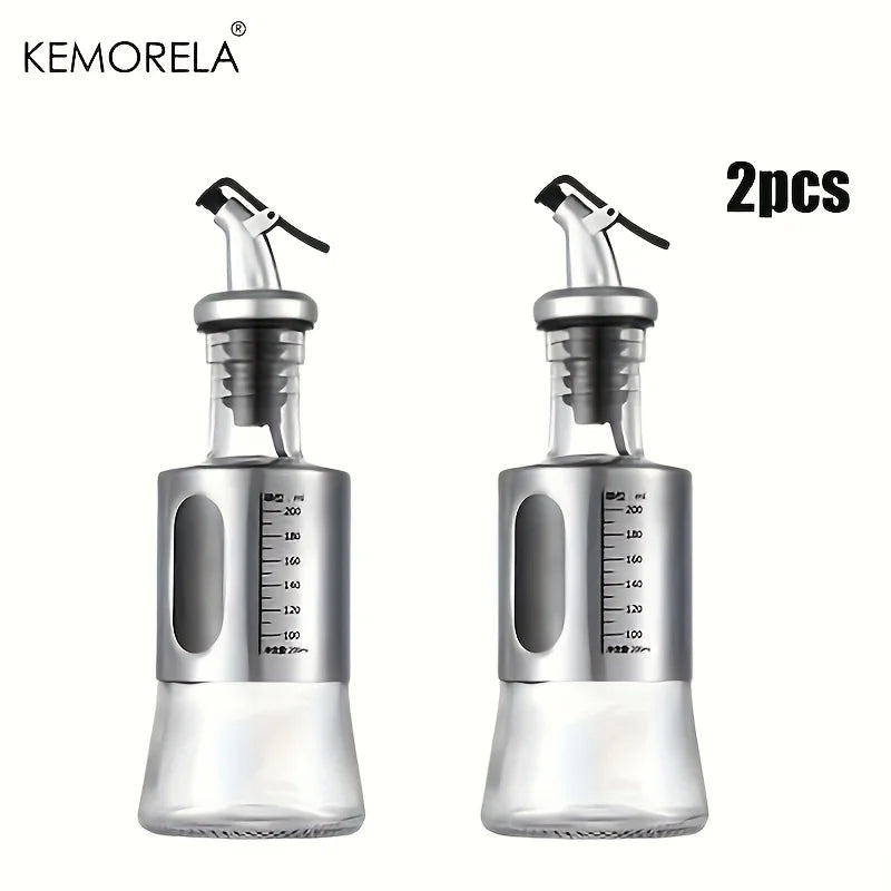 KEMORELA Glass Olive Oil Dispenser Bottle with Switch & Scale Oil Dispenser Bottle Axl 2PCS S