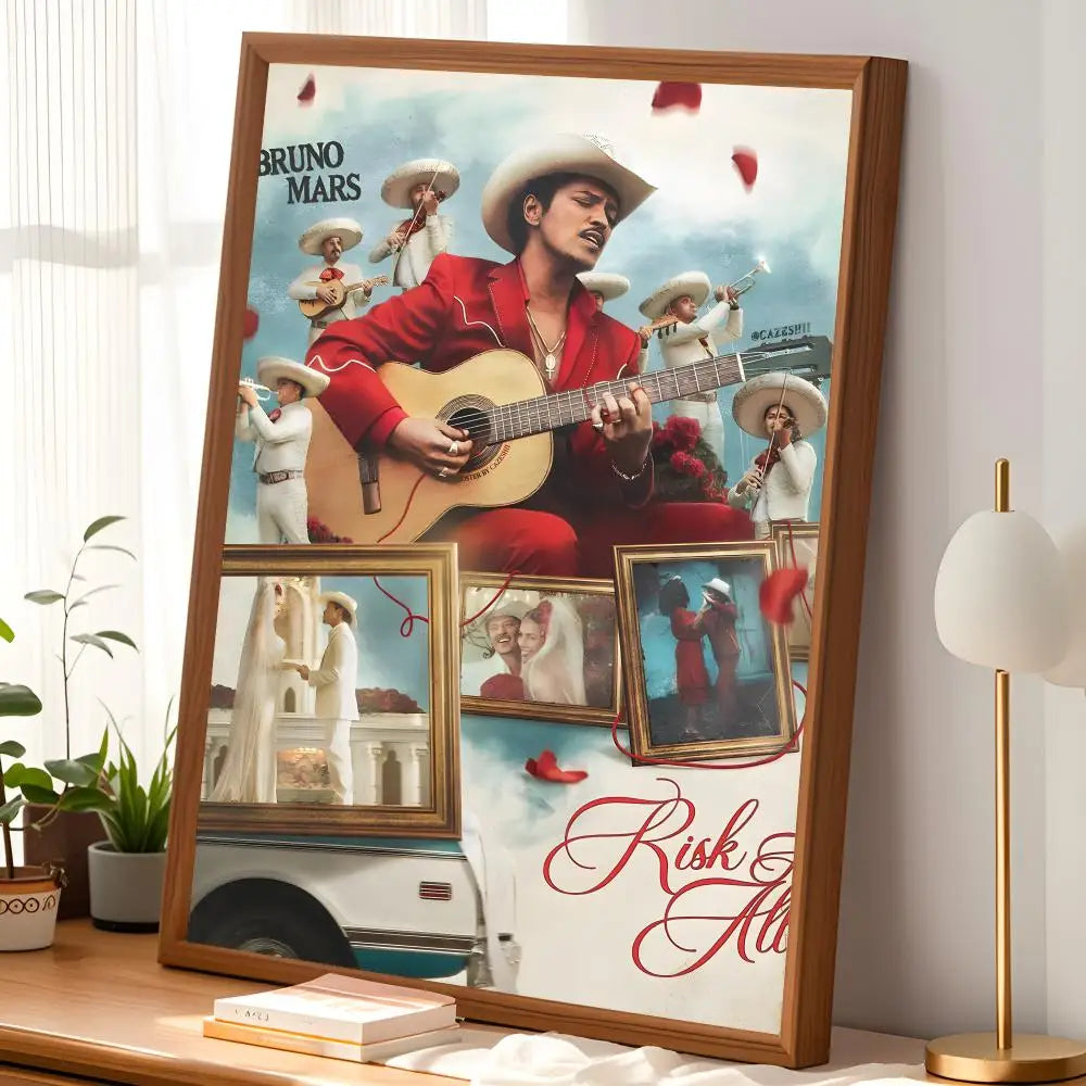 Bruno Mars HD Self-Stick Wall Art Poster – Waterproof Decor Wall Art Poster Axl