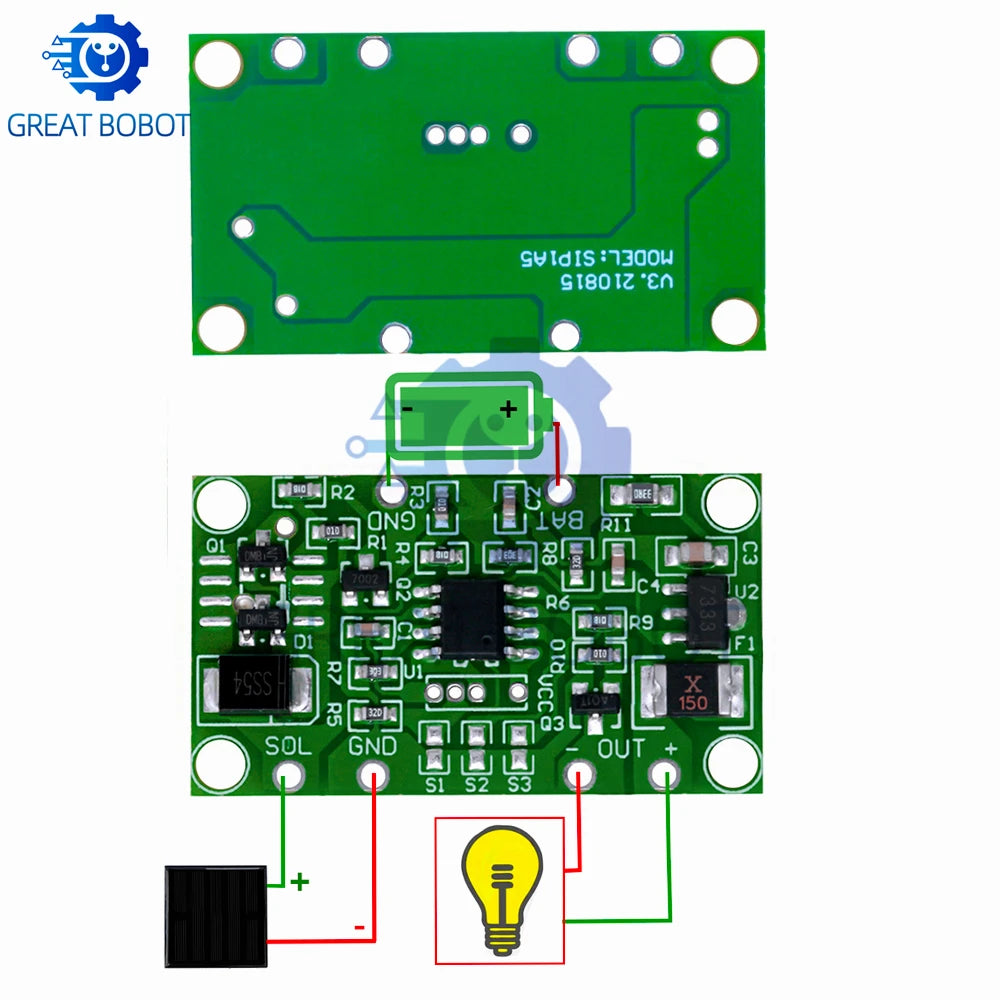 Solar PCBA Controller Board 3.7V 6V 12V 1A – Lawn & Garden Lights Solar Controller Board Axl
