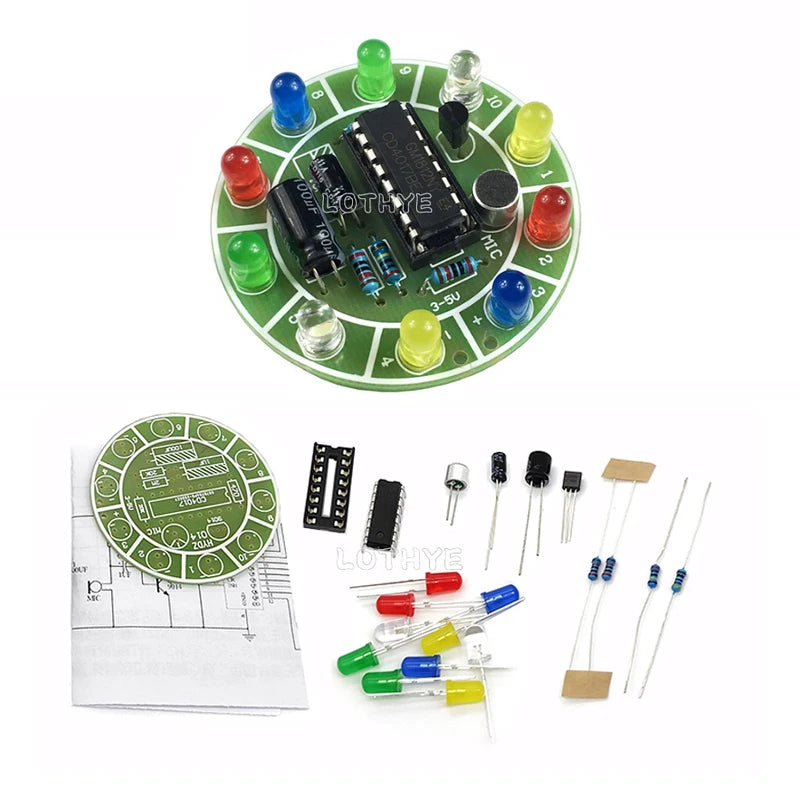 CD4017 Voice-Activated LED DIY Soldering Kit – 10 Color LEDs DIY Electronics Kit Axl Default Title