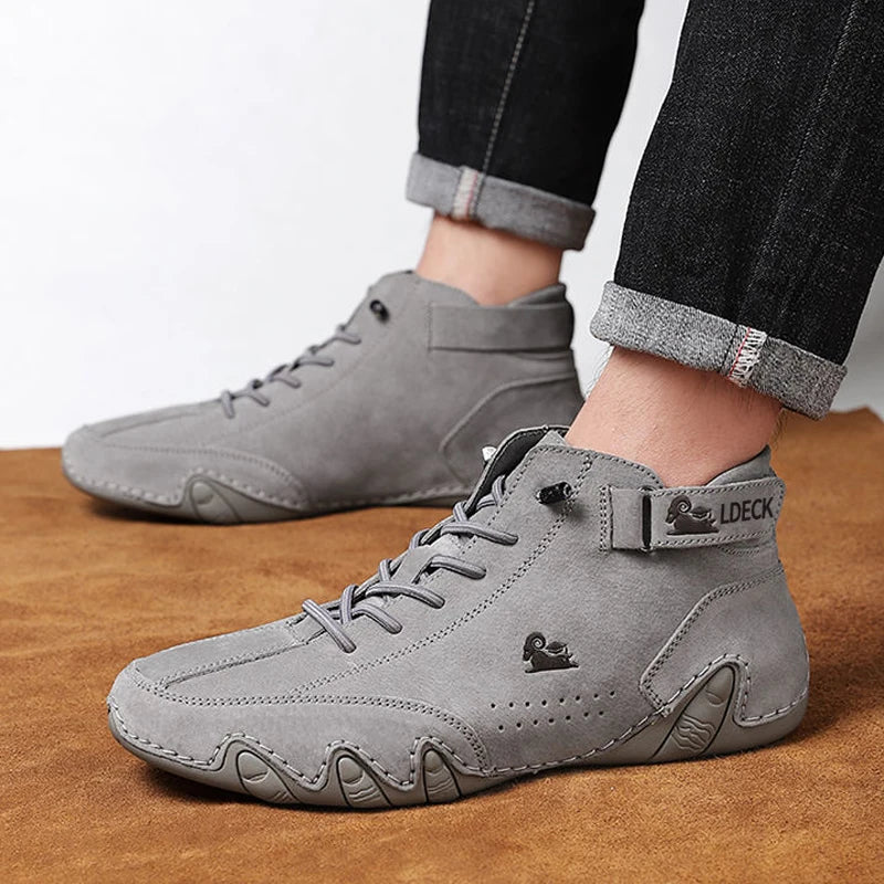 AZGB Men's Leather High Top Sneakers – Non-Slip Walking Shoes High Top Sneakers Axl