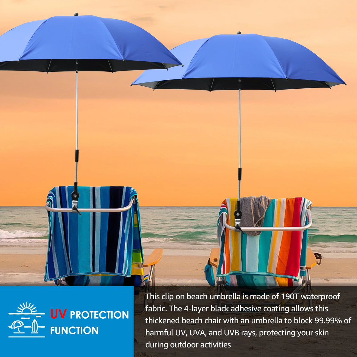 360° Adjustable Clamp Shade Umbrella – Beach, Camp & Wheelchair Clamp Shade Umbrella Axl