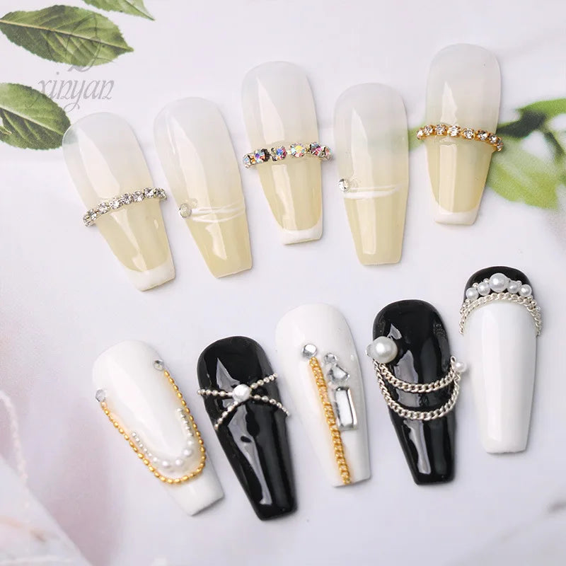 Crystal Rhinestone Cup Chain for Nail Art – Cuttable DIY Manicure Nail Art Chain Axl