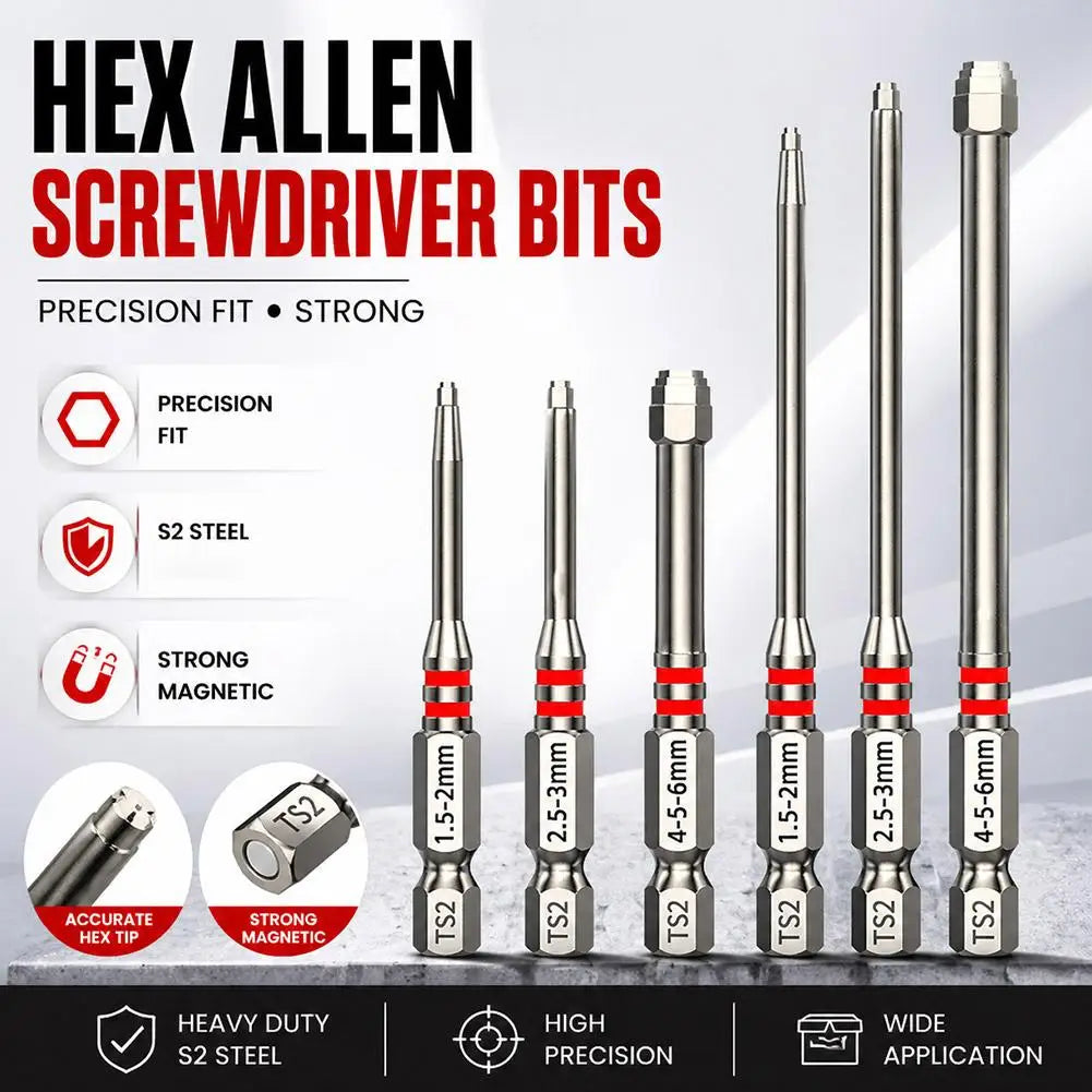 6-Piece Magnetic Pagoda Hex Screwdriver Bits Set – 65 & 100mm Screwdriver Bit Set Axl