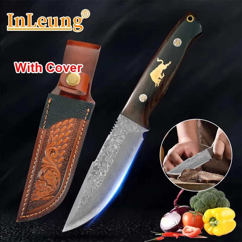 Damascus VG10 Kitchen Knife – Wood Handle Fruit & Veg Knife Damascus Kitchen Knife Axl