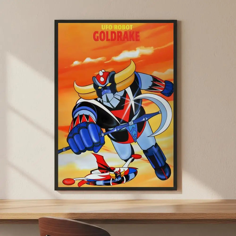 Goldorak Cartoon HD Wall Poster – Waterproof Self-Adhesive Sticker Art Wall Poster Axl White6 50X70cmNoframe