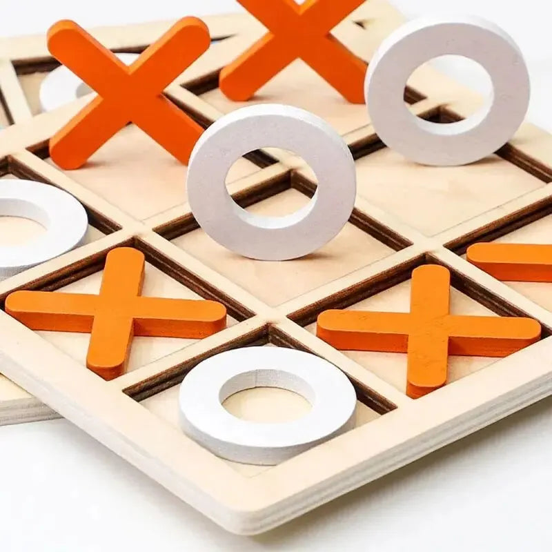 Wooden Tic-Tac-Toe Puzzle Game – Classic Family Strategy Toy Wooden Board Game Axl