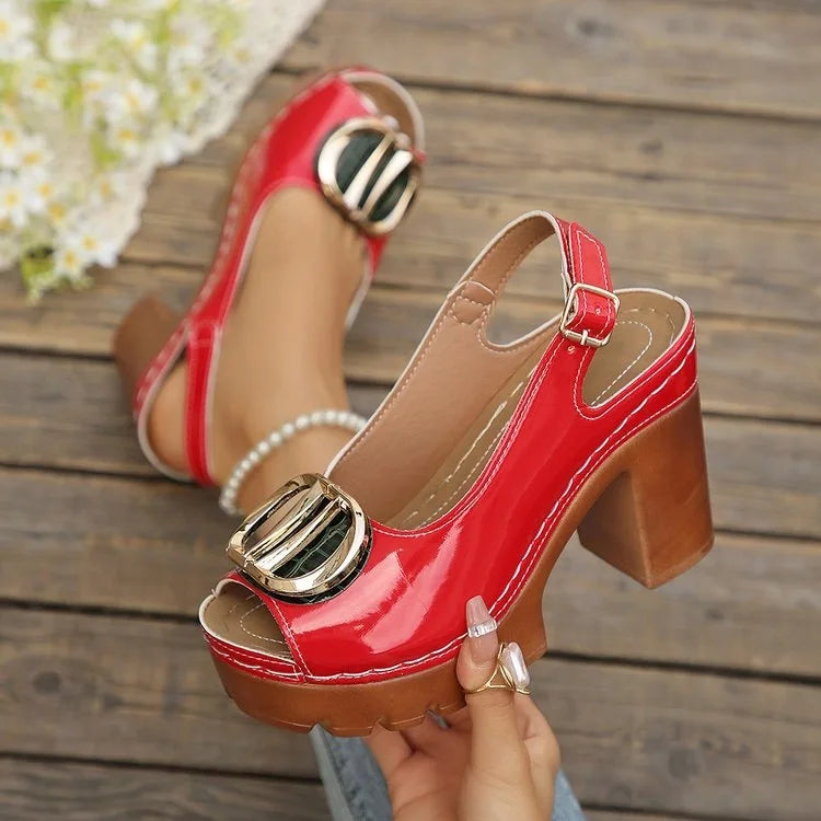 HAJINK Women's Heeled Sandals – Buckle Strap, Plus Size 5–13 Women's Heeled Sandals Axl