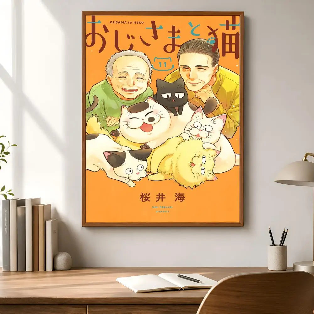 Ojisama to Neko Anime Wall Poster – Waterproof Self-Adhesive Art Anime Wall Poster Axl