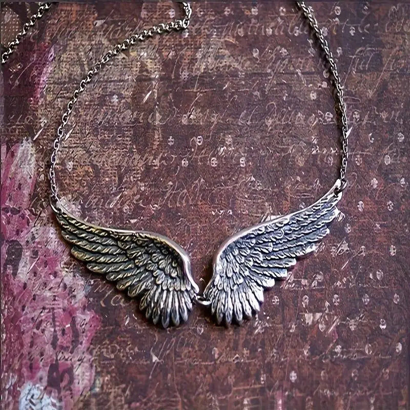 Vintage Silver Angel Wings Feather Choker Pendant Necklace Choker Necklace Axl