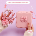 Charger Protector Kit – TPU Cover, Cord Winder & Storage Bag Cable Organizer Kit Axl Pink