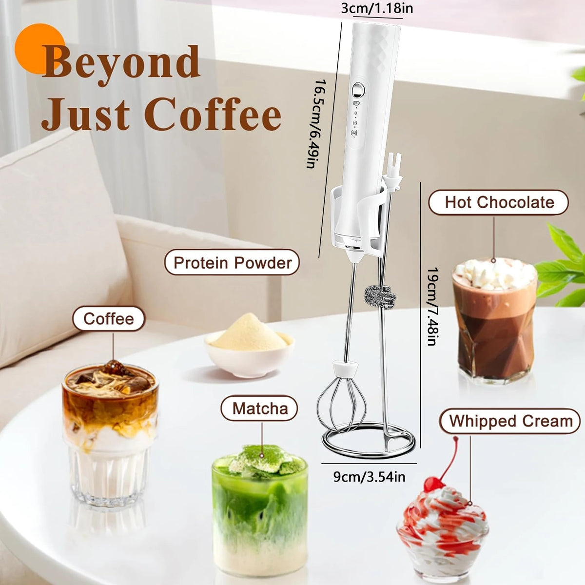 ONEKA Rechargeable Handheld Milk Frother – Electric Foam Maker Milk Frother Axl