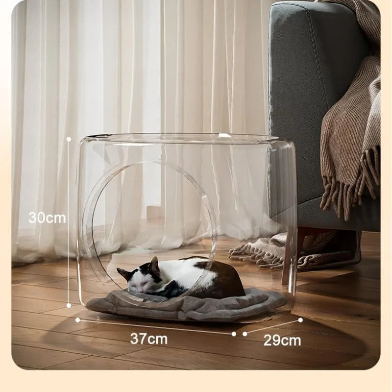 Transparent Space Capsule Cat Bed – Large Semi-Enclosed Nest Cat Bed Axl