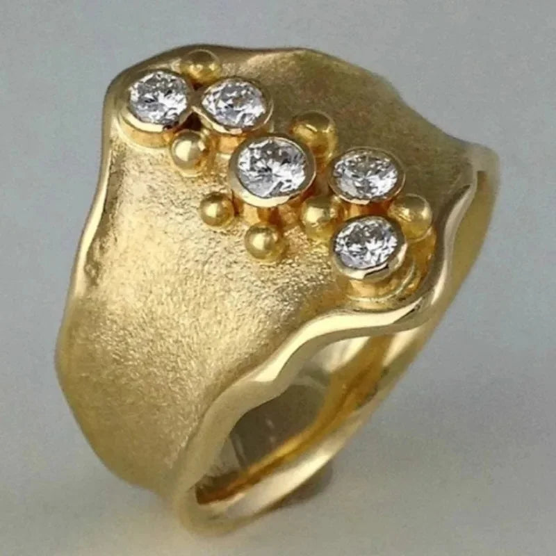Huitan Wave Ring Cubic Zirconia – Women's Fashion Ring Fashion Ring Axl A571 8