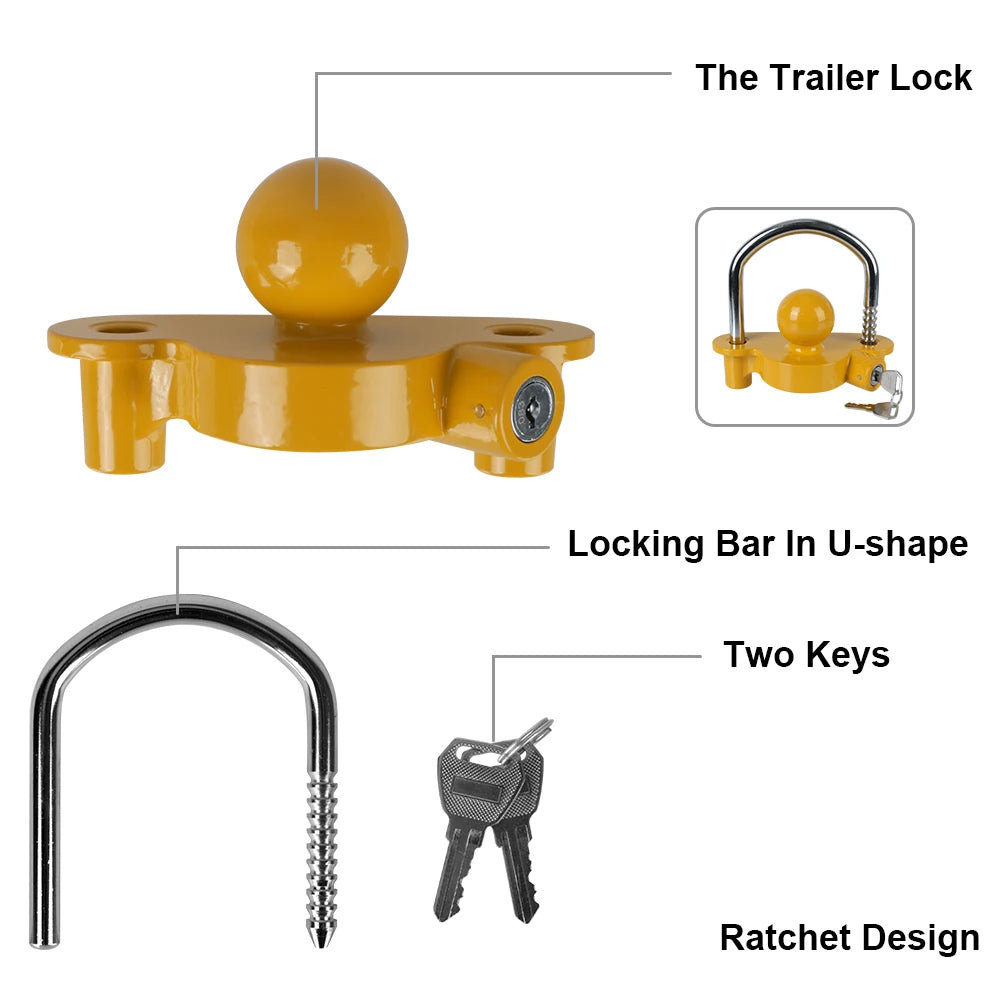 Adjustable Trailer Hitch Lock – Anti-Theft Tow Ball Security Trailer Hitch Lock Axl