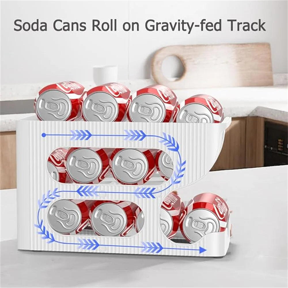 Automatic Rolling Fridge Can Organizer – Space-Saving Dispenser Fridge Can Organizer Axl