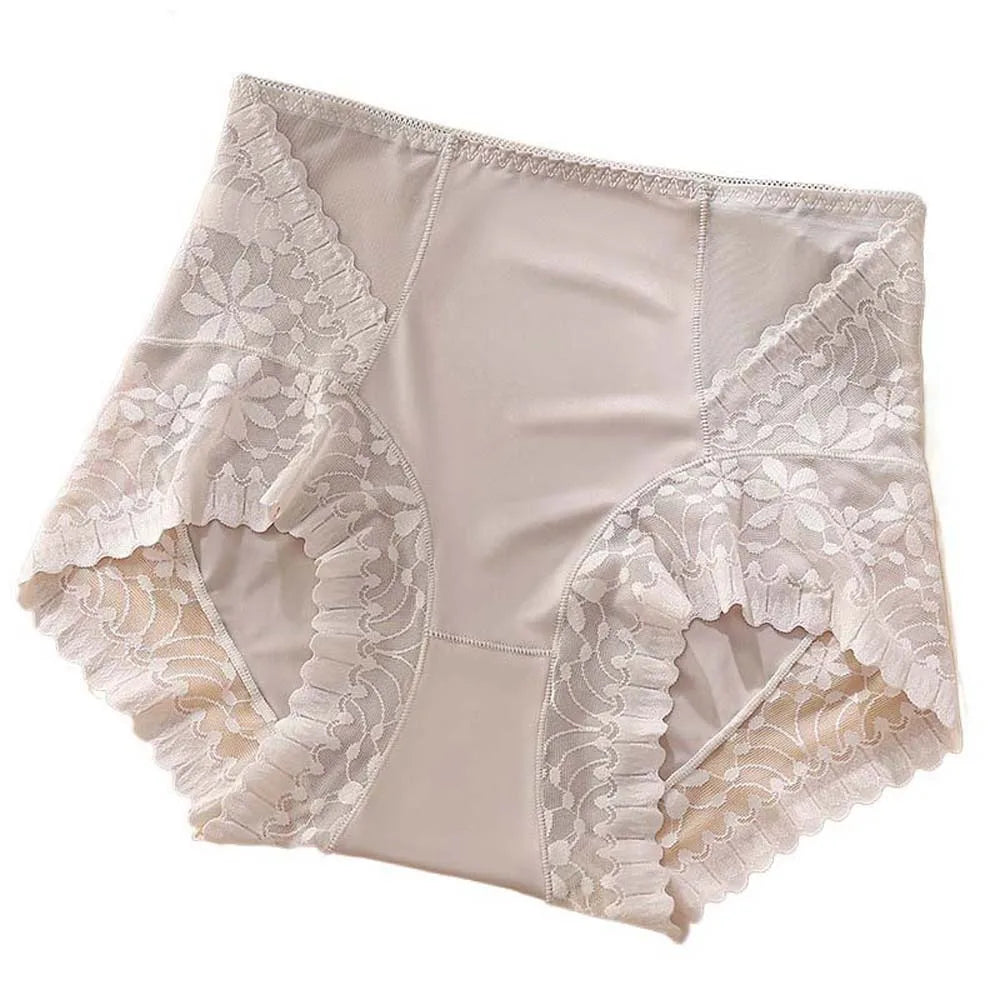 Women's Ice Silk High-Waist Lace Briefs | Smooth & Comfy Women's Silk Briefs Axl Grey L 1pc