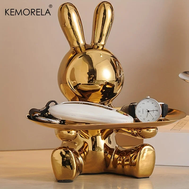 KEMORELA Ceramic Rabbit Key Storage Figurine | Home Decor Decorative Figurine Axl