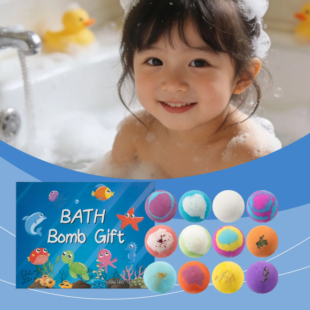 16-Pc Kids Bath Bombs Set with Hidden Ocean Toys | Gift Box Kids Bath Bomb Set Axl