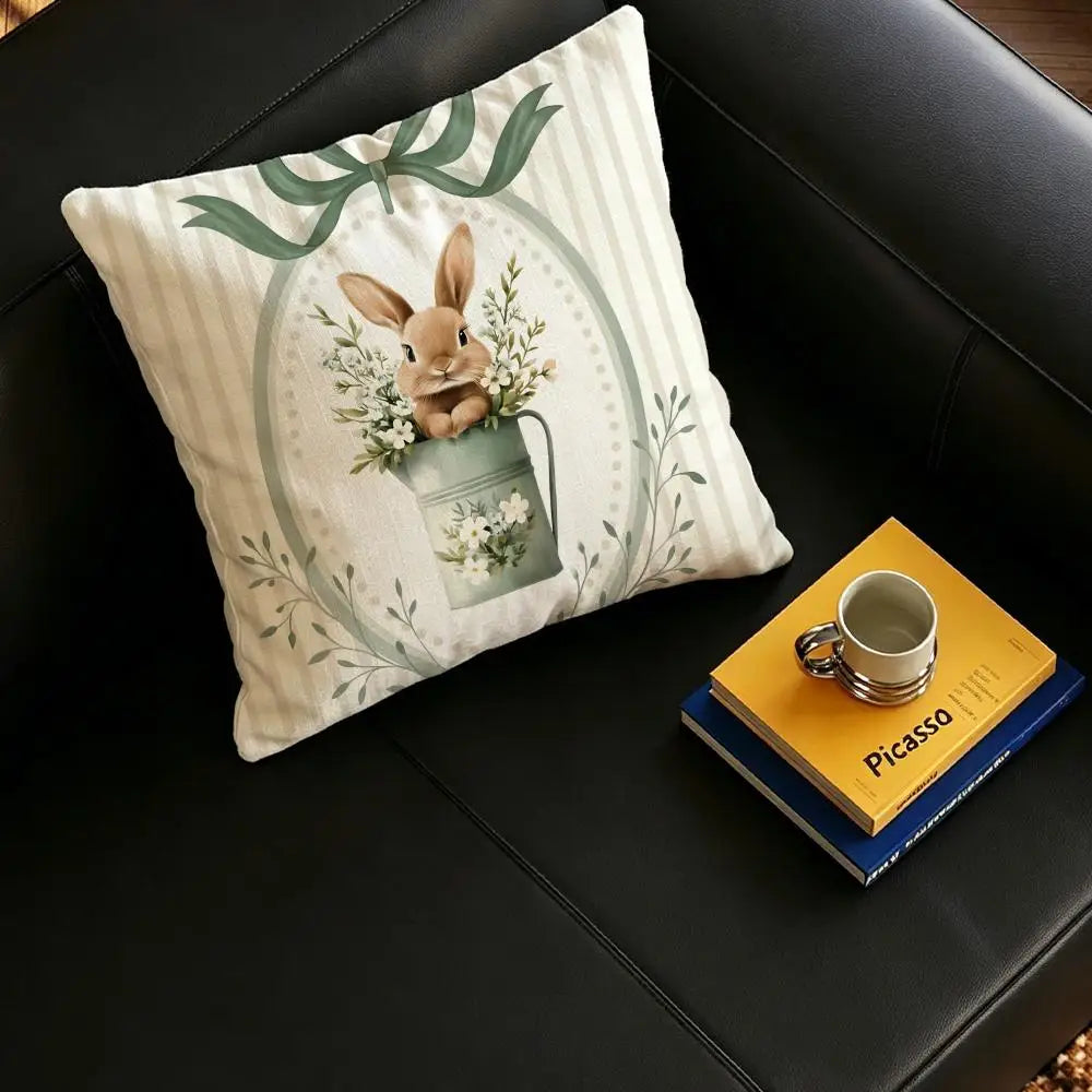 Easter Bunny Linen Cushion Cover | Natural Pillow Cover Set Linen Cushion Cover Axl