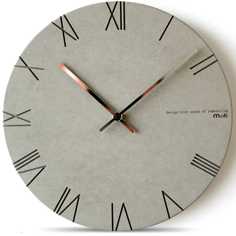 Modern Silent Wall Clock – 28cm Minimalist Round Quartz Silent Wall Clock Axl Gray