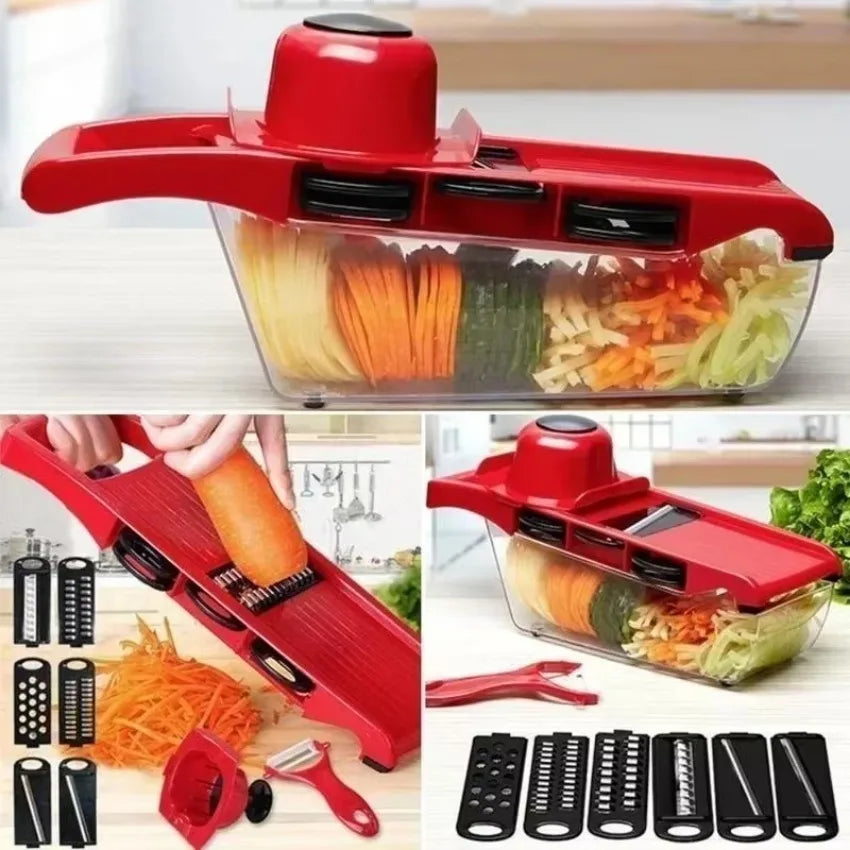 6-in-1 Vegetable Slicer & Cutter – Stainless Steel Blades Vegetable Slicer Set Axl