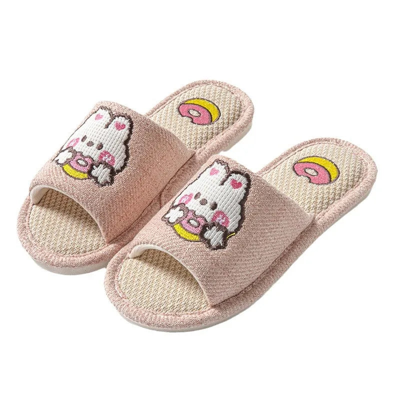 Women's Linen Indoor Slippers – Flat Non-Slip Lightweight Slides Indoor Slippers Axl