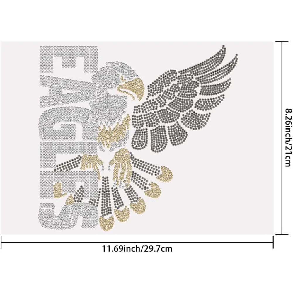 Eagle Rhinestone Iron-On Appliqué – Crystal Glass Patch 21x30cm Rhinestone Iron-On Patch Axl
