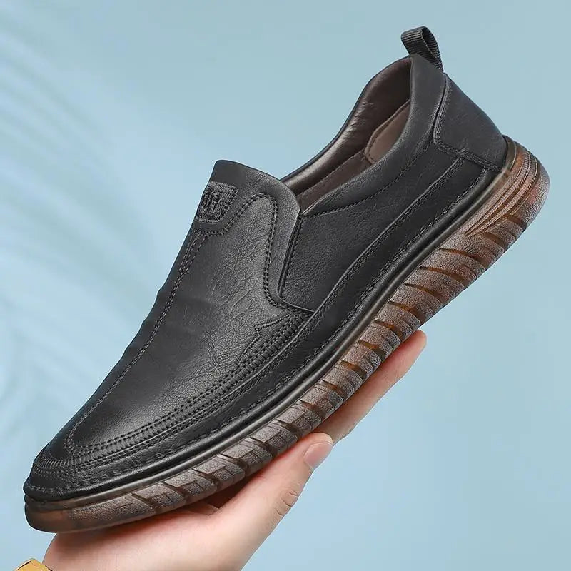 Men's Genuine Cowhide Leather Loafers – Slip-On Driving Shoes Leather Loafer Shoes Axl