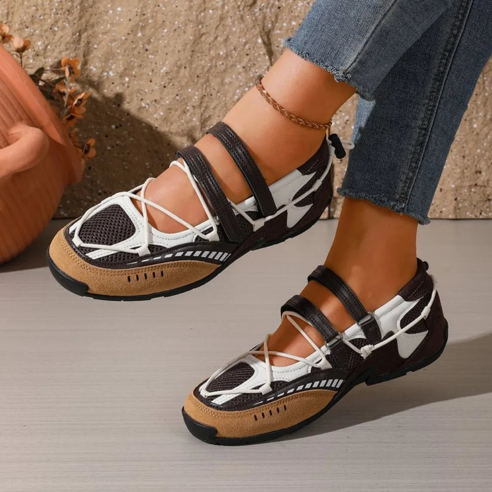 Women's Mary Jane Flats – Breathable Mesh Casual Shoes Mary Jane Flats Axl 39 Brown