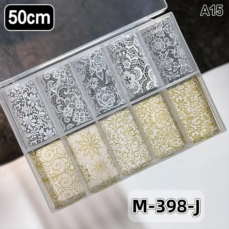 Lace Flower Nail Transfer Foils & Stickers – DIY Nail Art Nail Art Stickers Axl A15