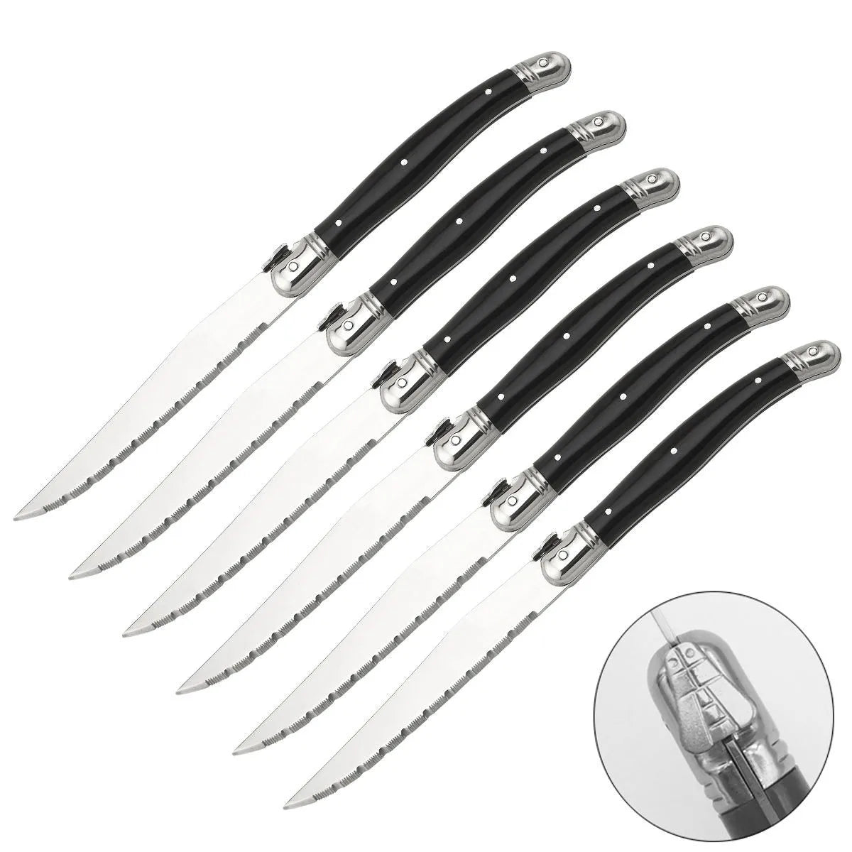 Steak Knife Set 1–8 Pc | Serrated Stainless Steel, Black Handle Steak Knife Set Axl