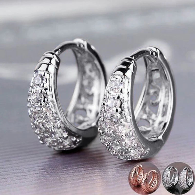 Huitan CZ Paved Geometric Hoop Earrings – Women's Fashion Hoop Earrings Axl E2401