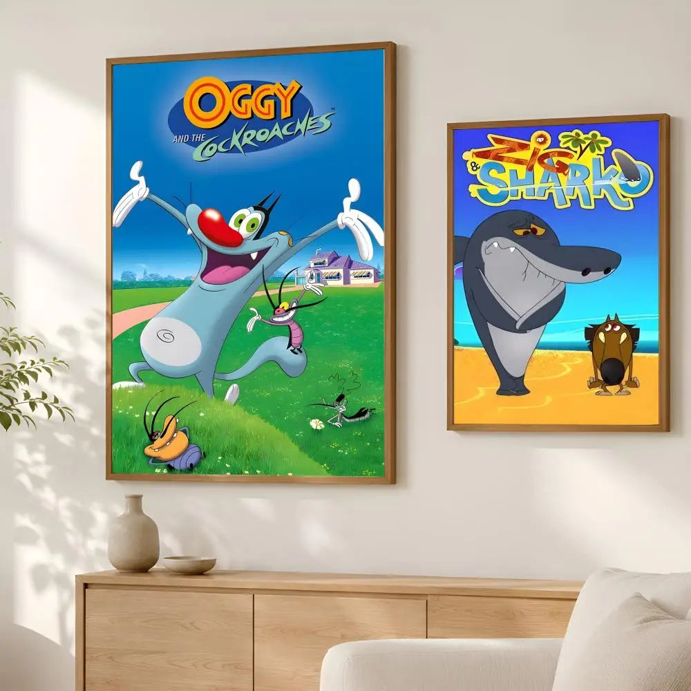 Oggy & the Cockroaches Self-Stick HD PVC Wall Poster Wall Art Poster Axl