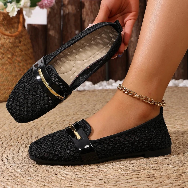 Women's Breathable Slip-On Casual Loafers | Flat Round Toe Shoes Women's Casual Loafers Axl