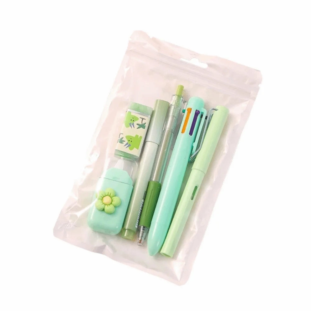 6-Piece Cartoon School Stationery Set – 6 Color Ballpoint Pens School Stationery Set Axl Green