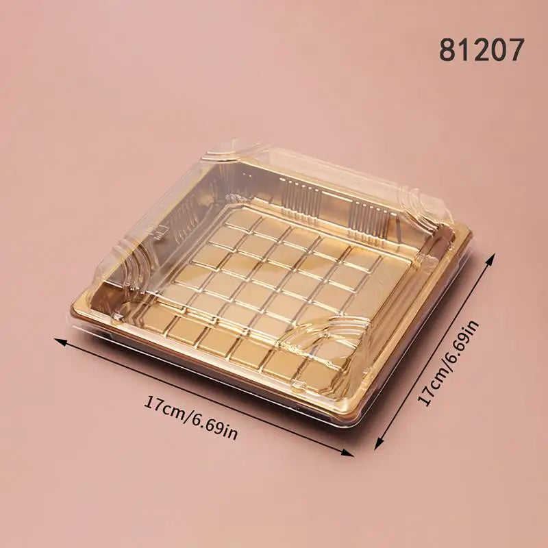 10 Pcs Disposable Sushi Boxes with Lids – PET Takeaway Pack Disposable Food Containers Axl 1207 Gold
