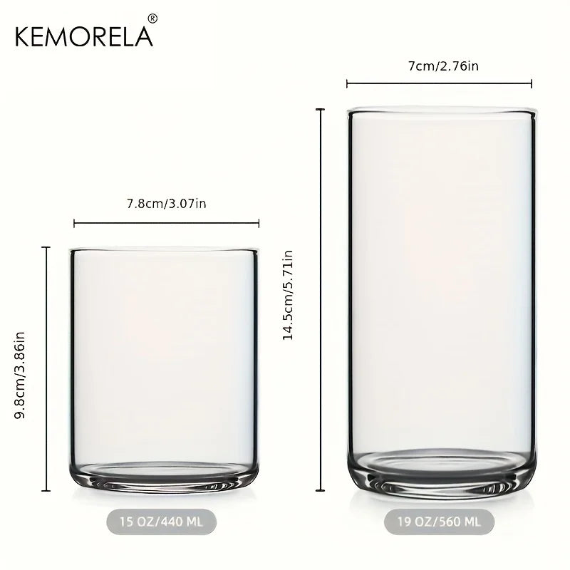KEMORELA Borosilicate Drinking Glasses Set – BPA Free, 4 or 6 Pc Drinking Glasses Set Axl
