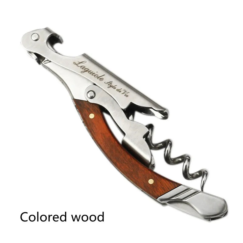 Folding Wine Corkscrew – Wood Handle Stainless Steel Opener Wine Corkscrew Opener Axl Colored wood