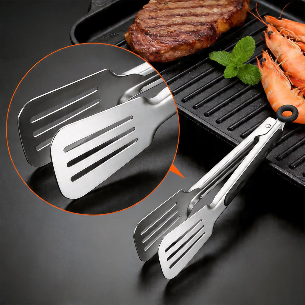 Stainless Steel BBQ Tongs – Non-Slip Long Handle Kitchen Tool BBQ Kitchen Tongs Axl