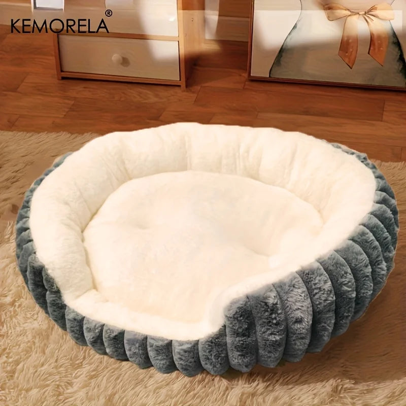 KEMORELA Jumbo Plush Cat Bed – Sofa with Backrest, Washable Plush Pet Bed Axl