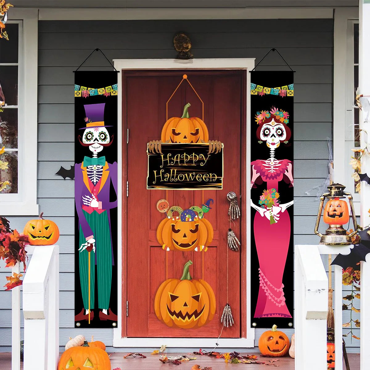 Halloween Hanging Door Sign – Ghost Pumpkin Witch Bat Decor Halloween Door Sign Axl