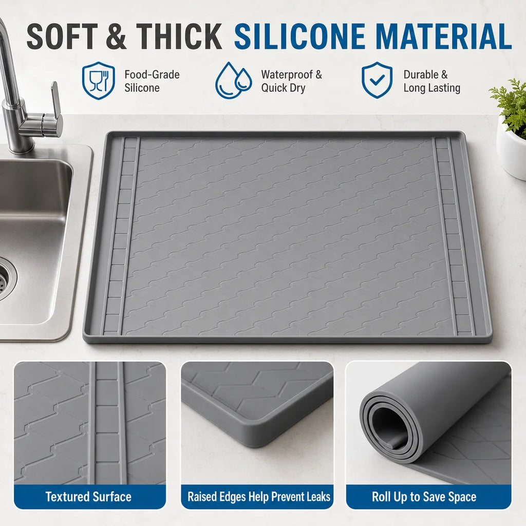 Uwhise 34x22in Under Sink Mat – Waterproof Silicone Tray Under Sink Mat Axl