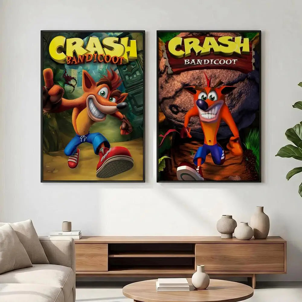 Crash Bandicoot Game Poster – HD Waterproof Wall Art Decor Wall Art Poster Axl
