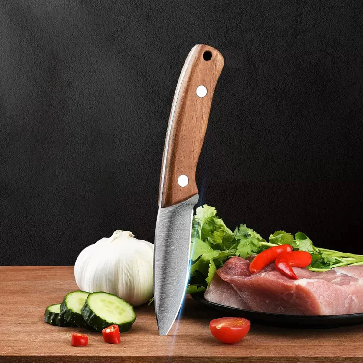 SHENJIU Wooden Handle Multi-Purpose Knife – Steak & Paring Kitchen Paring Knife Axl