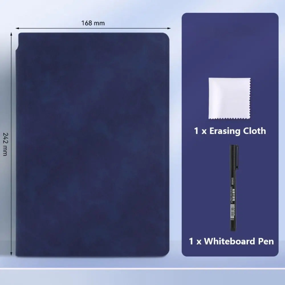 A5 Leather Reusable Whiteboard Notebook with Pen & Eraser Reusable Whiteboard Notebook Axl 03