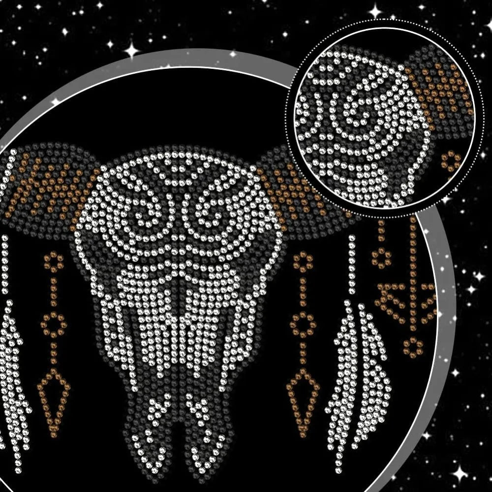 Rhinestone Iron-On Patch – Bohemian Cow Skull Appliqué 29.7x21cm Iron-On Rhinestone Patch Axl