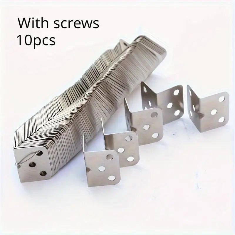 10-Pack Stainless Steel 90° L Corner Brackets for Shelves & Furniture Corner Brackets Axl 10pcs